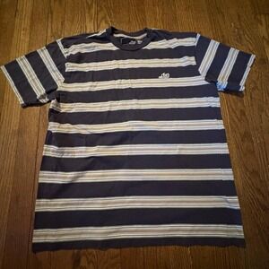 Vintage Lost Enterprises Surf Skate Striped T-Shirt Navy Blue Grey Y2K Size L